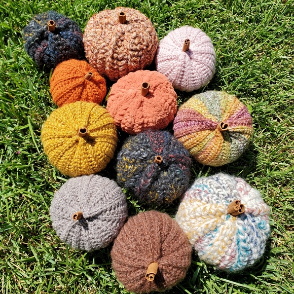 Black Variegated Crocheted Pumpkin Fall Home Decor - Picture 7 of 7